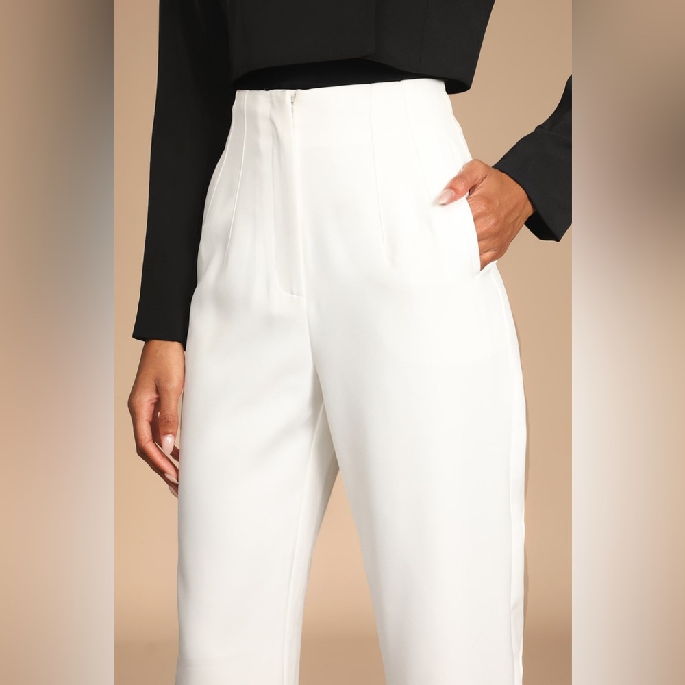 Lulu's White High-Waisted Trousers